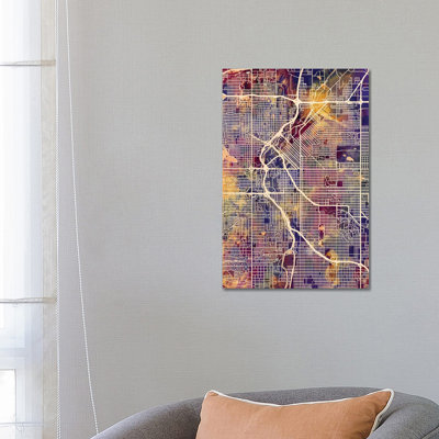 Denver Colorado Street Map II by Michael Tompsett - Wrapped Canvas Gallery-Wrapped Canvas Giclée