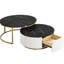 Table basse gigogne chic noir et or - Design cannelé et tiroir d'organisation moderne avec rangement-579361943