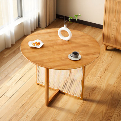 Table ronde en bois massif de style rétro campagne chinoise, caractéristique, pour la salle à manger et le bureau, facile à assembler en bois simple avec ambiance, bureaux, processus d'assemblage