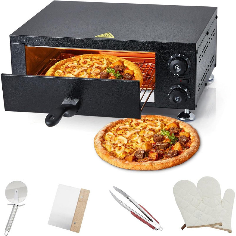 Four à pizza électrique de comptoir - capacité de 12 po, température réglable (572 ° F), minuterie et accessoires