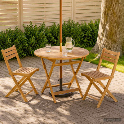 Teak Solid Wood Outdoor Dining Table - 90 cm W 90 cm D