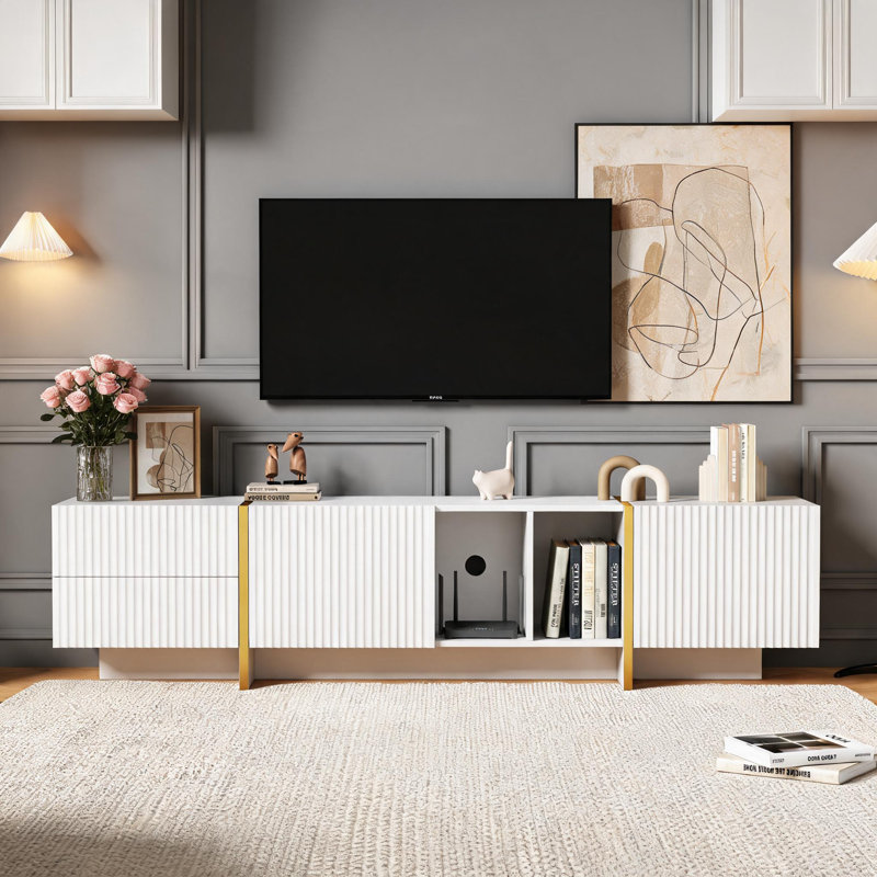 Unfinished TV Stand for TVs up to 85" with Fireplace Included