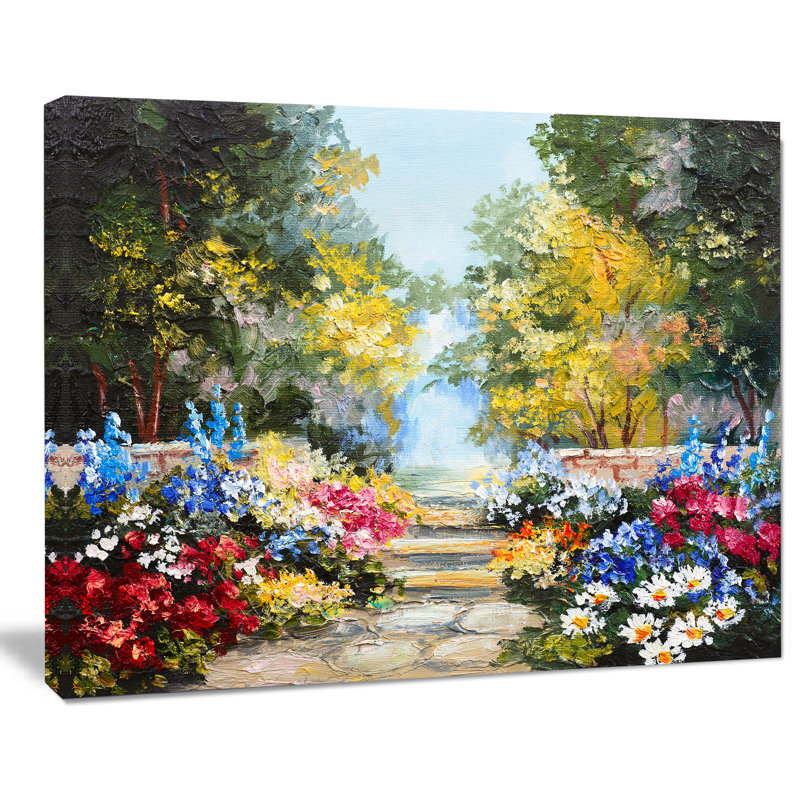 «Summer Forest with Flowers Landscape», reproduction sur toile tendue, H 30 po x l 40 po x P 1 po