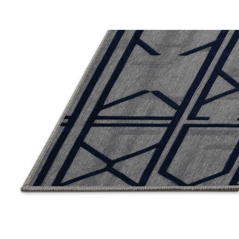 Machine Washable Trellis Gray Area Rug, Rectangle 4' x 6'
