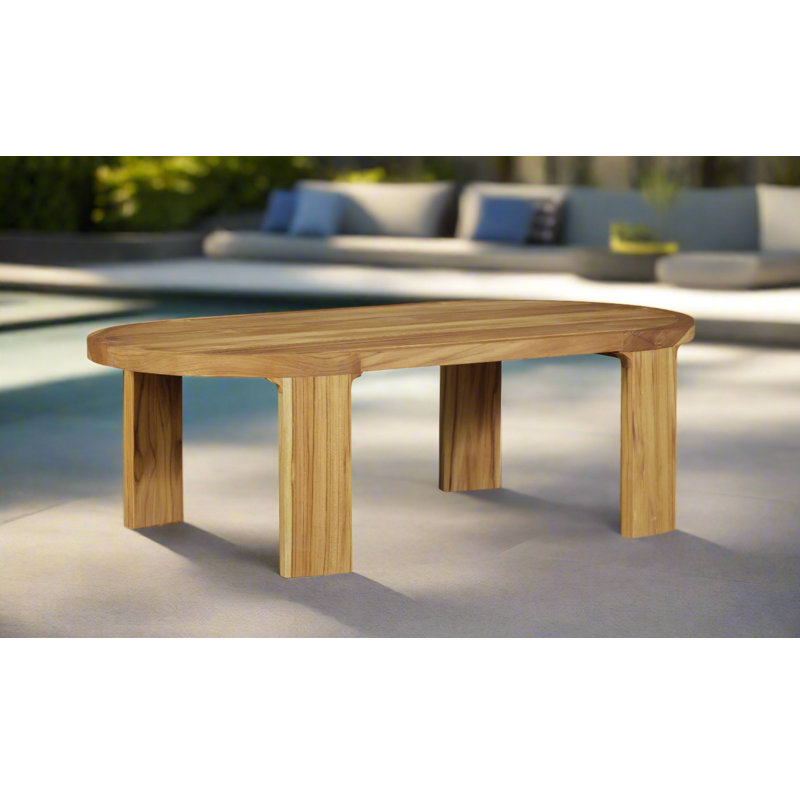 Table basse d'extérieur en bois de teck massif naturel Eclipse, Brun