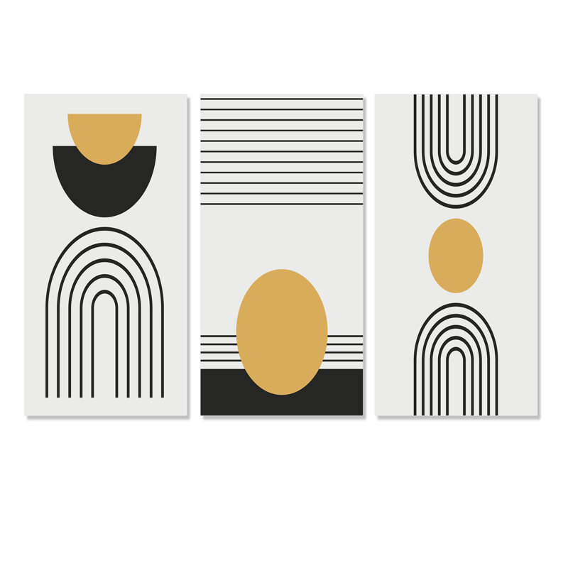 Creative Creative Designs in Retro Colors XV - Ensemble d'art moderne Mid-Century de 3 pièces, H 28 po x l 36 po