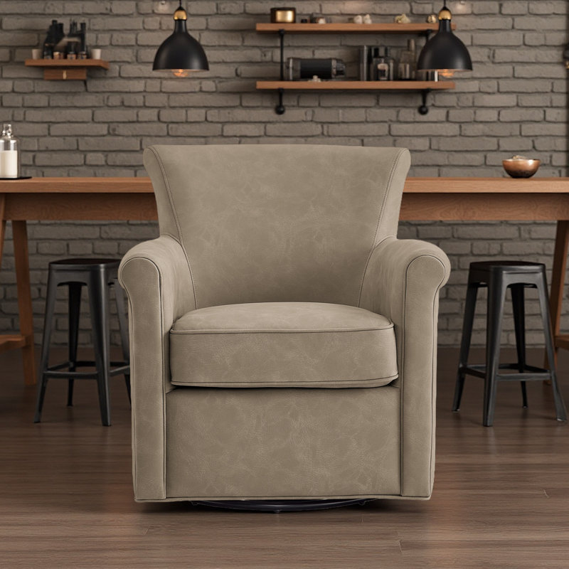 Fauteuil d'appoint pivotant en similicuir, Taupe