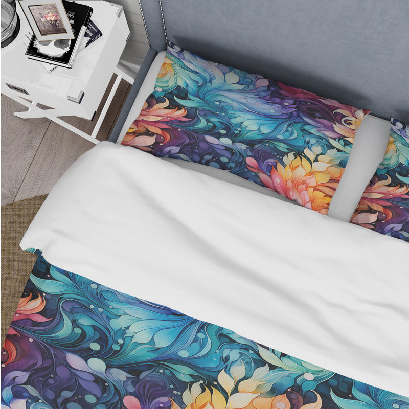 Ensemble de housse de couette Watercolor Charm Paisley, Housse de couette pour grand lit et 2 taies décor