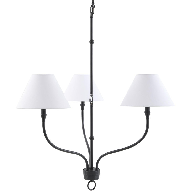 Le lustre Johanna, H 22 po x l 32 po x P 32 po, Noir mat, Trois lumières