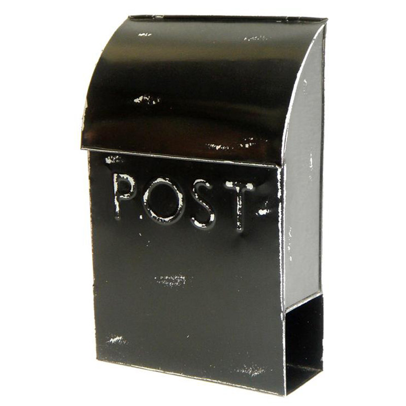 Rustic Black Steel Wall Mounted Mailbox with Newspaper Holder