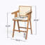 Tabouret de bar confortable en tissu rembourré de mousse avec une structure en bois d'hévéa durable et un dossier en plastique de canne tissé pour le bar et la cuisine-1752042026