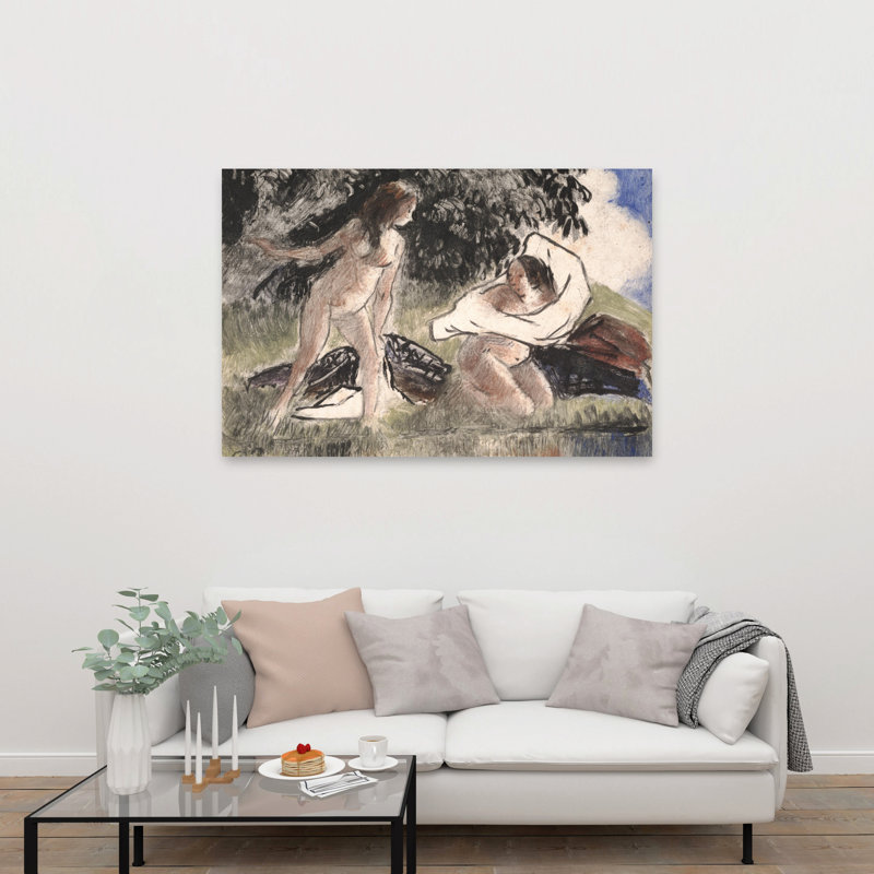 Bathers, 1895-96 Abstract Contemporary Wall Art Print by Camille Pissarro - 1 Piece Wrapped Canvas Wall Art