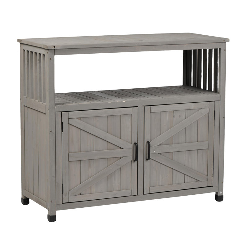 Ensemble de table de bar en bois avec rangement, buffet pour armoire d'extérieur et d'intérieur