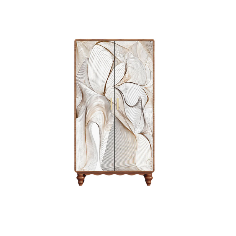 Garde-robe moderne pour chambre double, Noyer / blanc ivoire