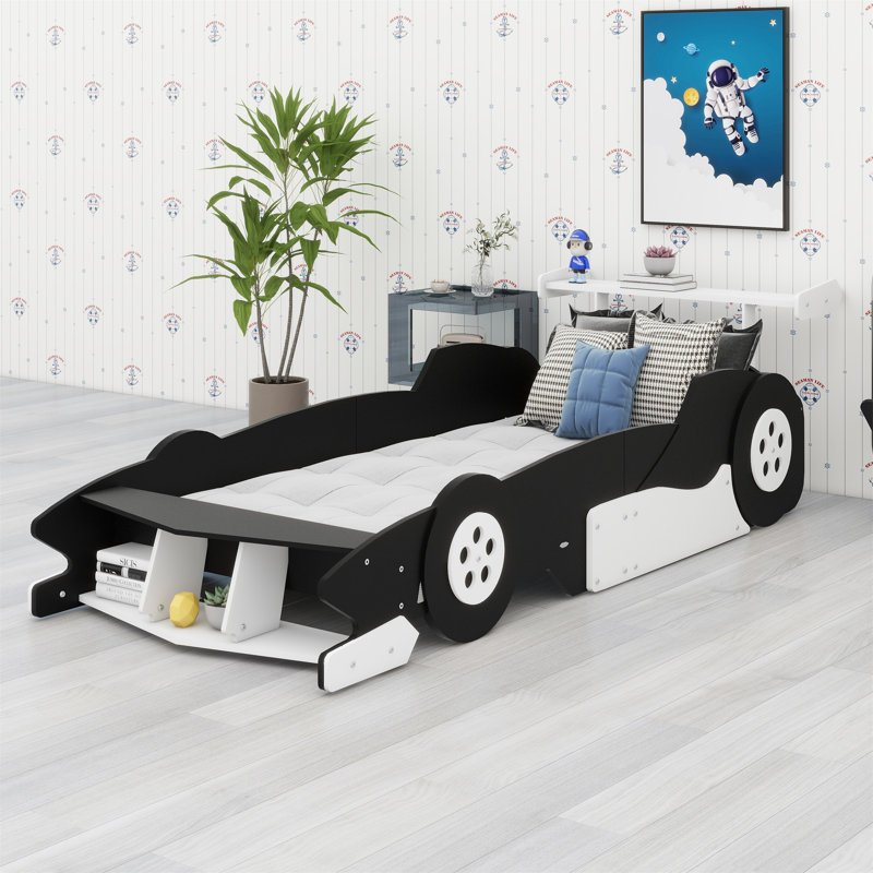 Lit plateforme avec roulettes Race, Lit simple, Noir