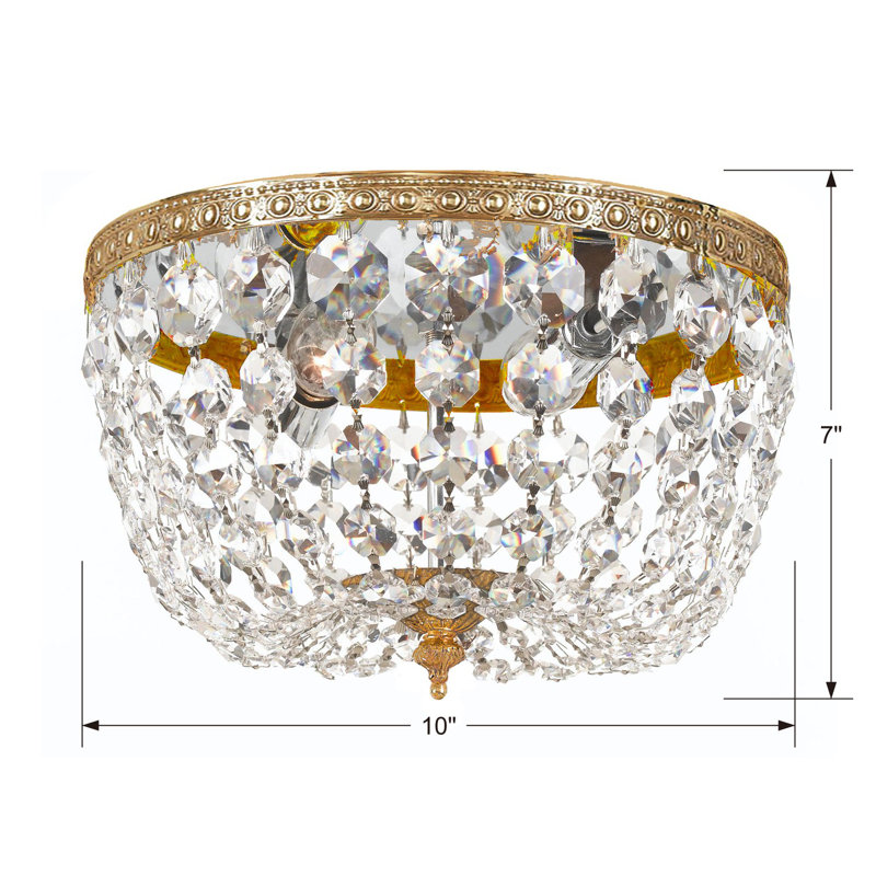 Plafonnier encastré 10 po 2 lumières Wehr, Doré, Spectra Swarovski