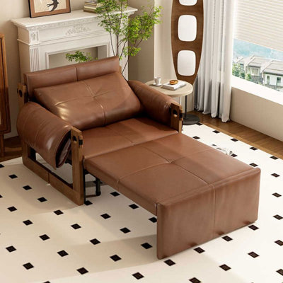 Coussin convertible brun en similicuir de 47,24 po