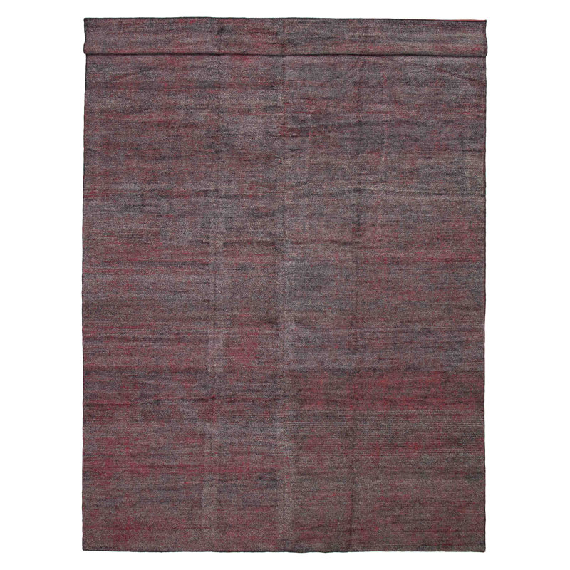 Tapis gris en soie noué à la main 9 pi 9 po x 14 pi 7 po Loreto