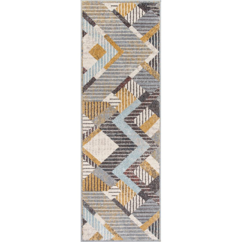 Sydney Geometric Synthetic Area Rug, Runner 67 x 220cm