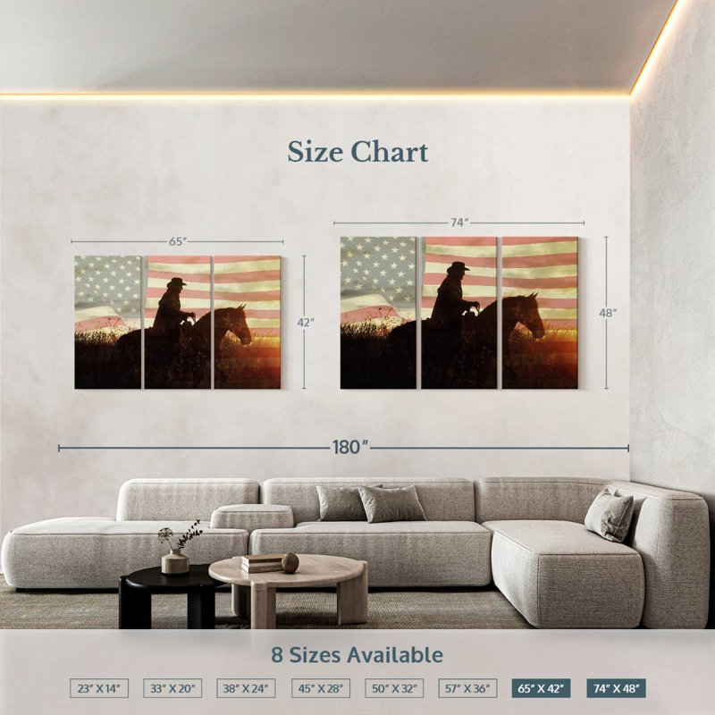 Lelar Cowboy US Flag, 42" H x 65" W