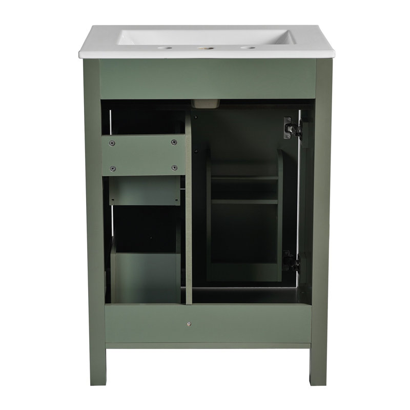 24-Inch Bathroom Vanity with Ceramic Sink, Green