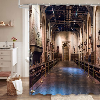 London British Film Tour Building Studio Shower Curtain with 12 Hooks
