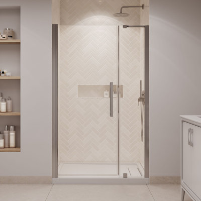 OVE Decors Pasadena 48 In. W X 36 In. D X 74 3/4 In. H Alcove Frameless Pivot Shower Door Kit With Base Pan, 2025
