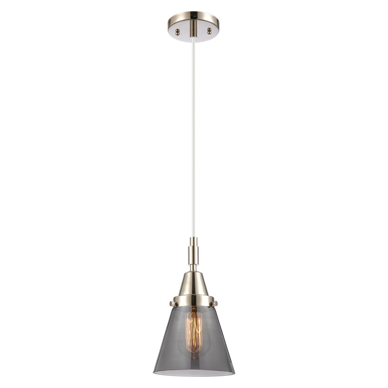 Downtown Urban - Cône Caden - Mini-luminaire suspendu à cordon 1 lumière - Abat-jour, H 129,88 po x l 6,25 po x P 6,25 po