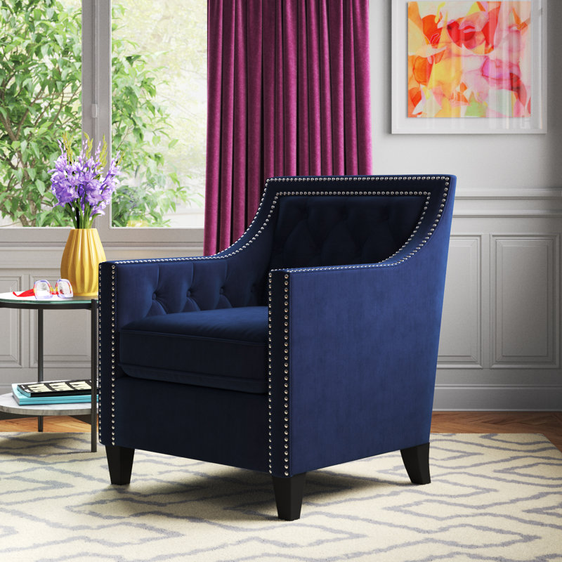 Chilukki Upholstered Armchair, Navy Velvet