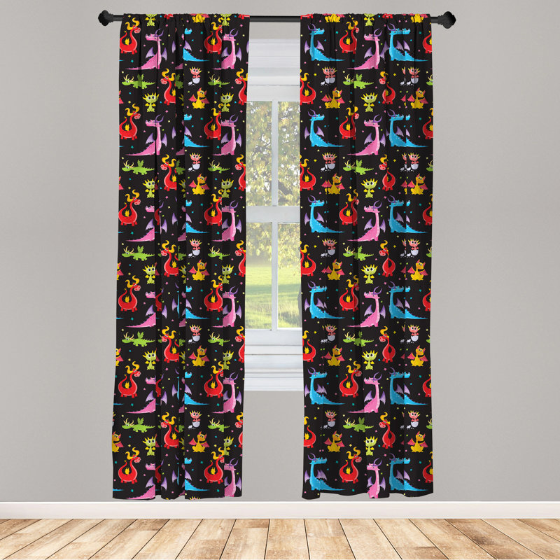 Paire de rideaux semi-transparents avec passe-tringle Dragon, 28 po x 63 po