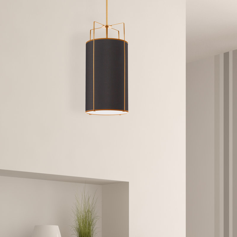 Trapezoid 4 Light Lantern Cylinder Pendant, Black, Black