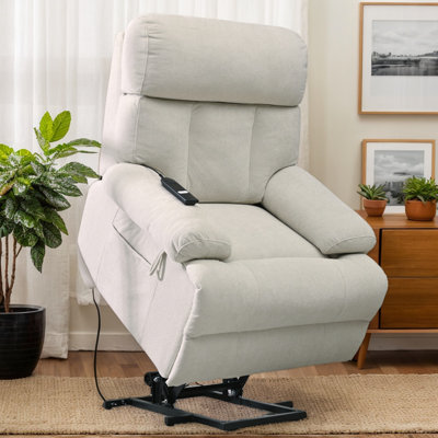 Fauteuil inclinable électrique surdimensionné pour personnes âgées, fauteuil inclinable électrique en tissu avec repose-pieds allongé, télécommande et siège spacieux