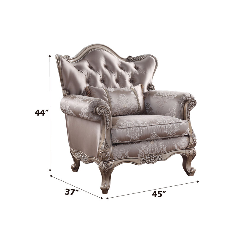 Chaise Jayceon en tissu et finition champagne avec coussin