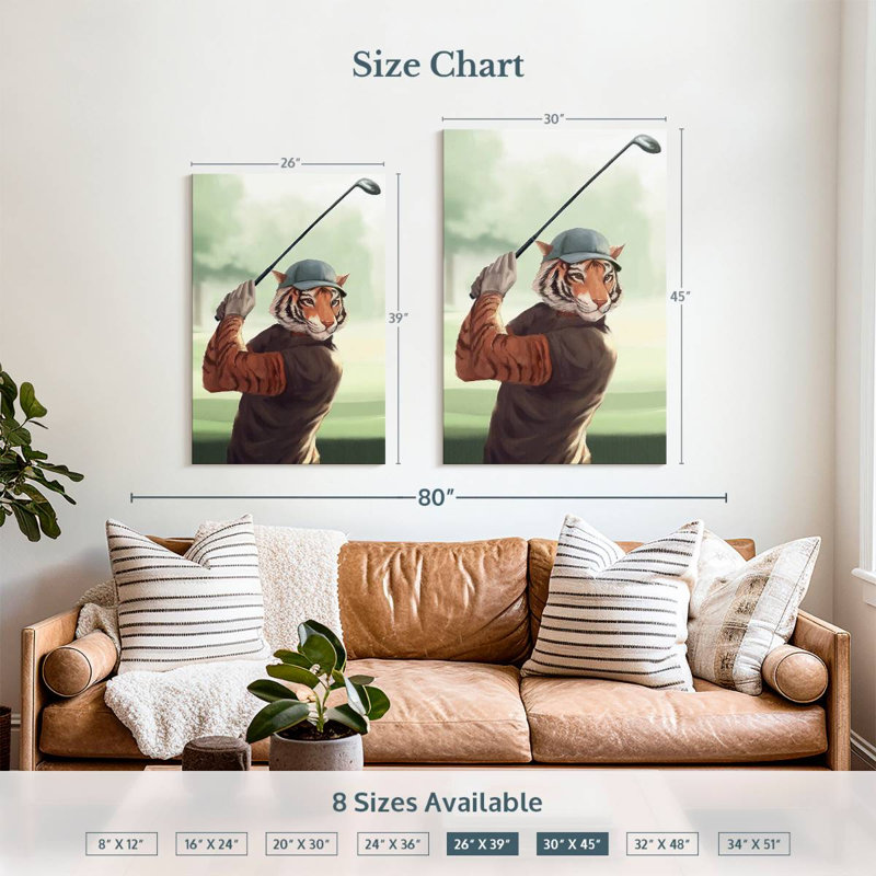 Ketti Tiger jouant au golf, H 39 po x l 26 po