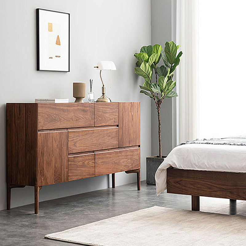 Black Walnut Large Capacity Storage and Sideboard 62.99 " W Solid Wood Sideboard