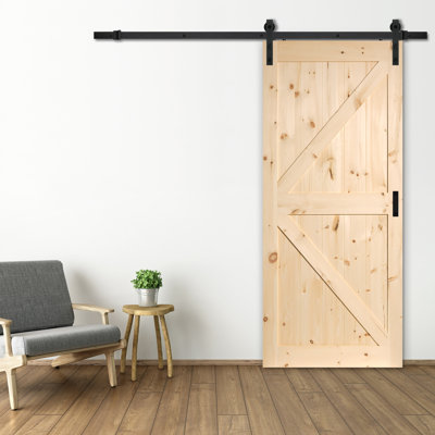36'' x 84'' Solid Wood Paneled Unfinished without Installation Hardware Kit Barn Door