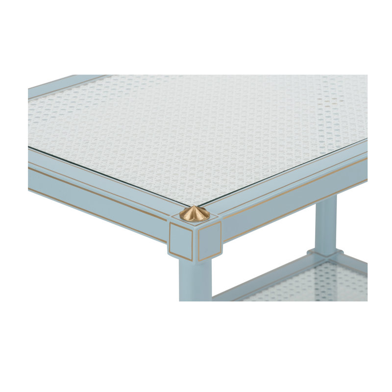 Conner Cane Cocktail Table, Blue/Gold