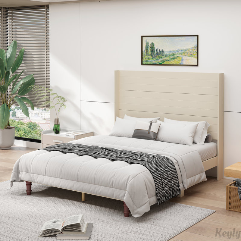 Lit de tête haute, Beige, Grand