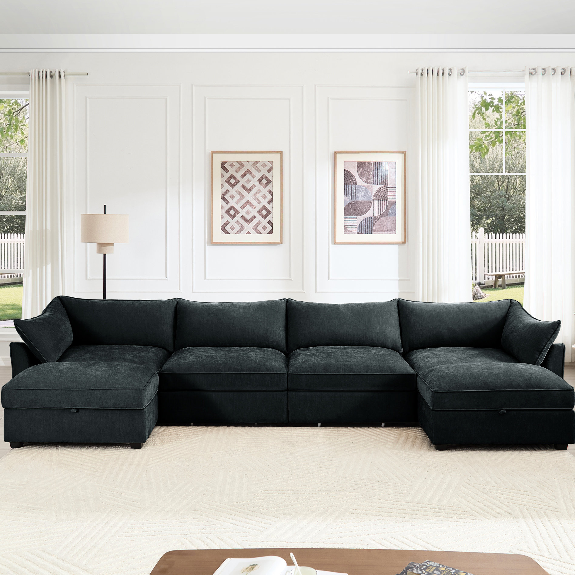 Hokku Designs 4 - Seat U Shape Couch With 2 Movable Ottomans, Oversized ...