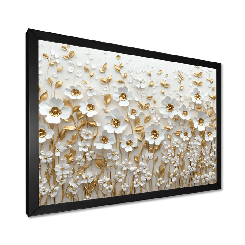 Moriyama - Floral Wall Art, Single Picture Framed Print, Black, 12" H x 20" W