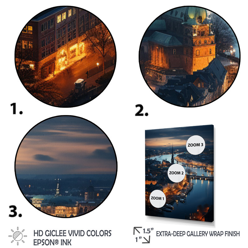 «Copenhagen Beautiful Cityscape Spot II», reproduction sur toile, H 20 po x l 12 po x P 1 po, Blanc