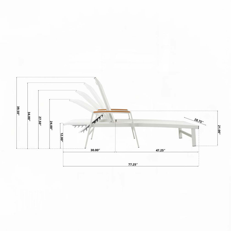 Outdoor Chaise Lounge Chair, White