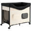 Lit pour chien surélevé surélevé, lit superposé pliable pour chien avec tissu Oxford 600D et velours néerlandais, lit surélevé portatif avec roues, sacs de rangement latéraux et sac de transport pour chats et chiens, très grand, beige-1139516612