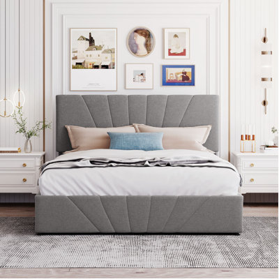 Queen Size Upholstered Platform Bed With A Hydraulic Storage System - -  Everly Quinn, C1D2391CC9354219B315971622A44859