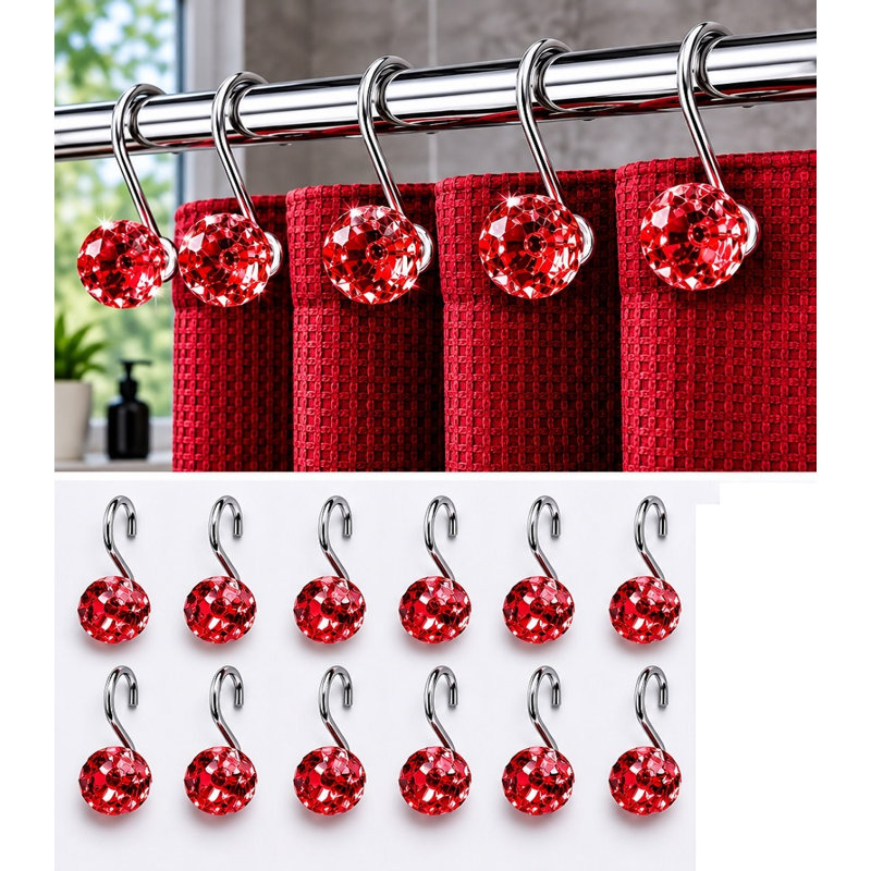 Rust Resistant Shower Curtain Hook, Red