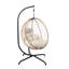 Chaise suspendue avec support - conception rustique, cordes brunes, coussin, idéal pour les séances de lecture en plein air, support de 78,23 po de hauteur, structure en fer beige, petits espaces