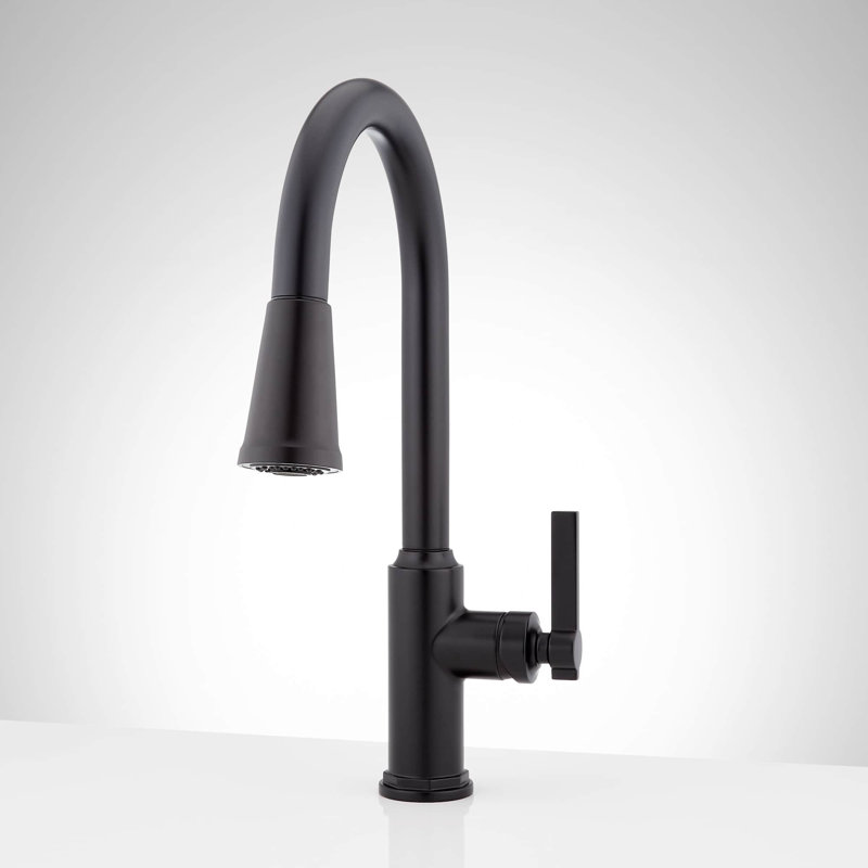 Greyfield Pull Down Single Handle Kitchen Faucet with Accessories, Matte Black
