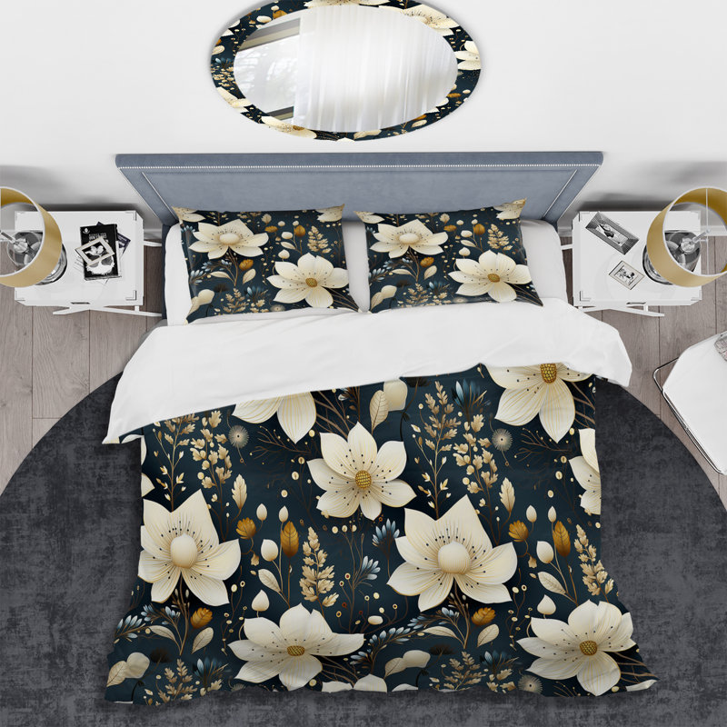 Ensemble de housse de couette en microfibre Mystic Ivory Reverie Blooms Perfection I