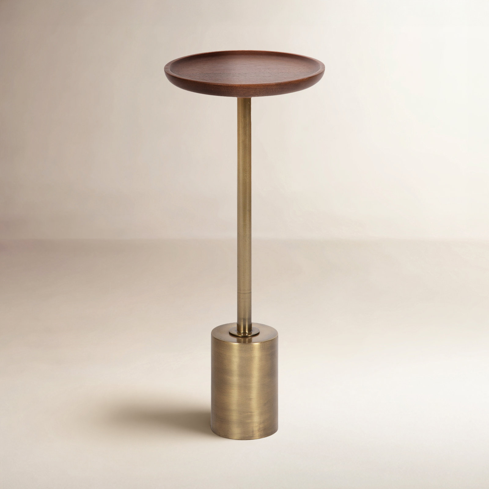 Armengol Solid Wood End Table, Walnut, Brass, 24'' H X 10'' W X 10'' D