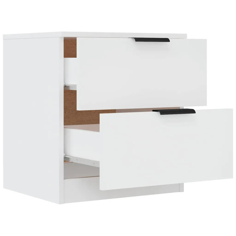 Jaicen 45cm W Manufactured Wood Bedside Table, White